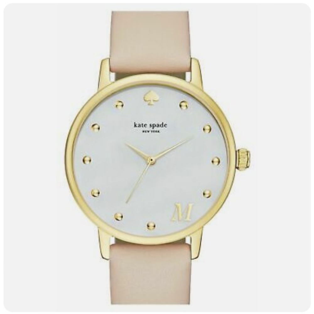 Kate Spade New York Women's Metro Monogram "M” Pink Leather Strap Watch, New!